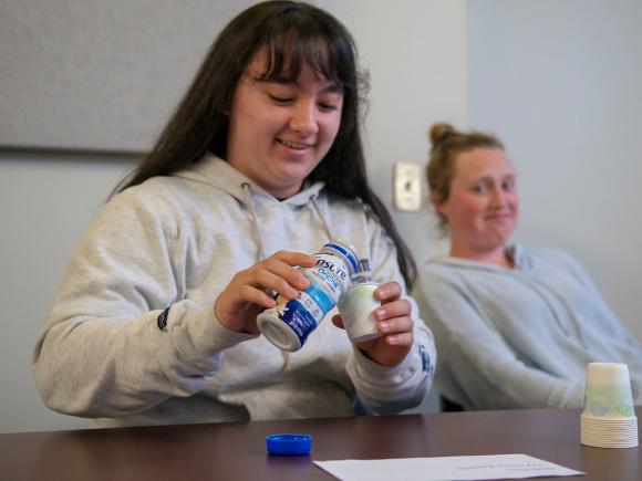 A Health Sciences student in Gerontology class