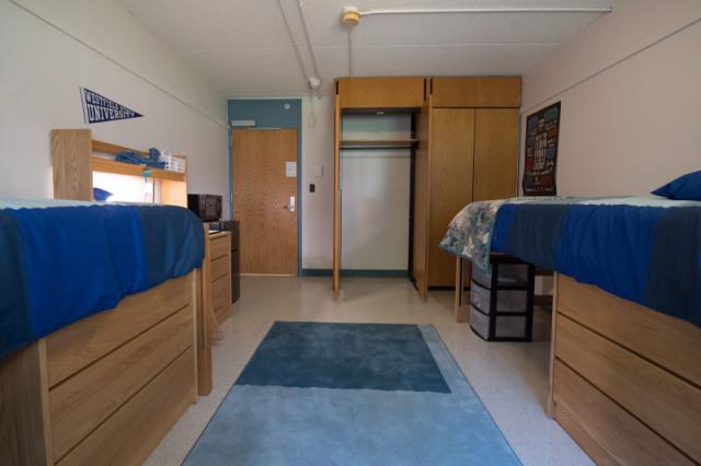 Interior view of a Lammers Hall dorm room