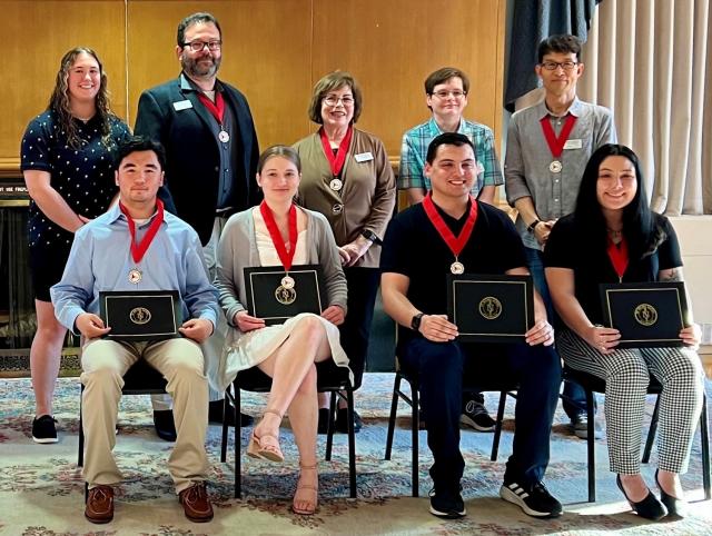 Newly inducted members of Westfield State University’s Mu Nu chapter of Pi Sigma Alpha Pi Sigma. 